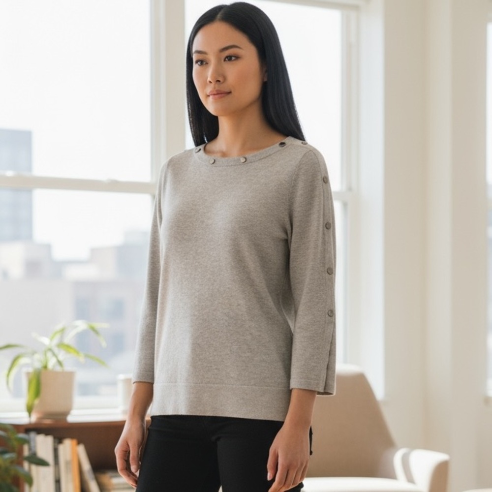 Karen Millen Grey Open Cuff Sweatshirt - Picture 1 of 8